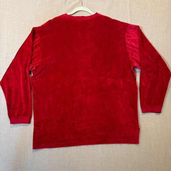 VINTAGE Nike Sweatshirt Mens XL Red Velour Basketball Swoosh Embroidered 90s - Picture 7 of 12